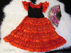 gyönyörű új, csupa fodros, pöttyös flamenco táncosnő jelmez+csipkés legyező 104-es, 4- << lejárt 5104887 16 fotója
