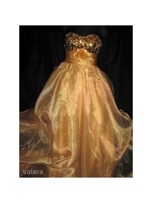 dekoratív 14,18 év,arany szalagavató ruha,flitteres alkalmi ruha,koszorúslány ruha,nagyestélyi ruha << lejárt 706820