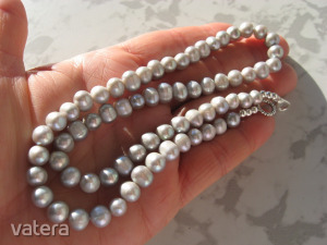 ezüst szürke kerek természetes igazgyöngy gyöngy nyaklánc 51 cm << lejárt 5161242 95 fotója