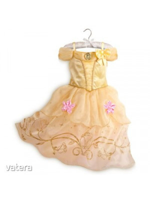 Disney Store Belle hercegnő prémium jelmez+korona, arany csillámos rózsás, tüllfodros 7-9 év 128/134 << lejárt 638658