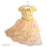 Disney Store Belle hercegnő prémium jelmez+korona, arany csillámos rózsás, tüllfodros 7-9 év 128/134 << lejárt 638658