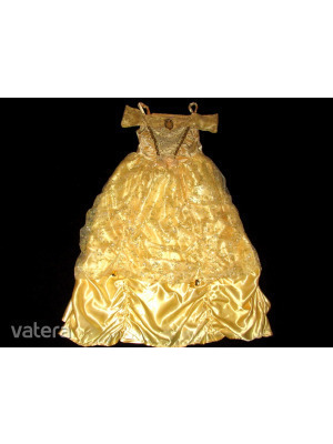 Disney Princess gyönyörű csupa arany csillámos, köves, hosszú Belle hercegnő jelmez 9-11 év, 134/140 << lejárt 321766