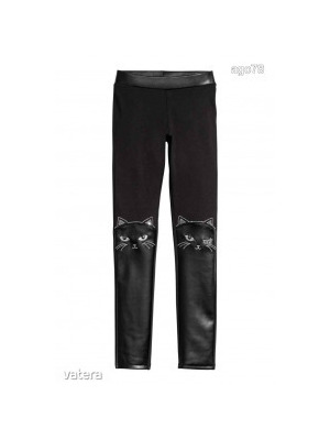 H&M cicás-strasszos fekete leggings 170-es << lejárt 909158