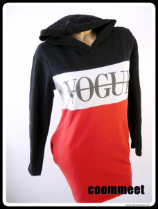 Vogue fekete-piros, hosszított fazonú, kapucnis pulóver, tunika (M) << lejárt 4019277 90 fotója