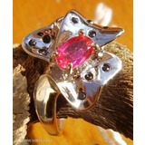925 ezüst gyűrű rubin, topáz 17,3/54,3 mm << lejárt 363049