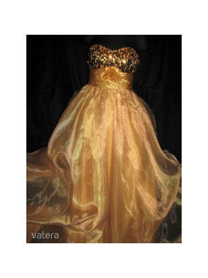 ár alatt,dekoratív 14,18 év,arany szalagavató ruha,alkalmi ruha,koszorúslány ruha,háta fűzős << lejárt 602627