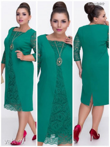 Zöld csipkebetétes elasztikus ruha 52 - új - << lejárt 7561219 29 fotója
