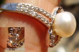 925 ezüst gyűrű gyönggyel, topázzal 18,3/57,5 mm << lejárt 1242132 0 fotója