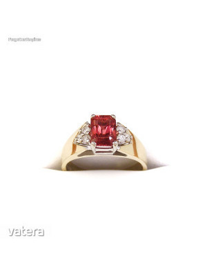 Elbűvölő Pink Turmalin - Brill Gyémánt Női Arany Gyűrű különlegesség! << lejárt 137215