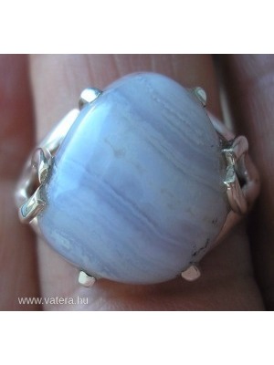 925 ezüst gyűrű kék (szalagos) achát 19,5,/61,2 mm << lejárt 181271