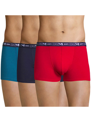 DIM Cotton Stretch férfi boxeralsó piros-kék színben, 3 db-os csomag