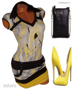Fekete-sárga csini tavaszi női ruha S (haszn.) 1 Ft << lejárt 2062062 80 fotója
