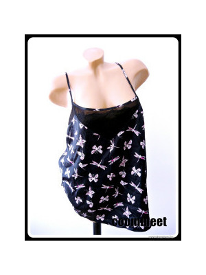 F&F fekete alapon lepkés, dekoratív, szatén pizsama ~ÚJ~ (48) << lejárt 201153