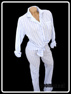 Love to Lounge halványkék-fehér csíkos, gombos, pamut pizsama (38-40) << lejárt 146303 42 fotója