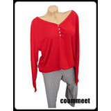 Piros-szürke, bordázott felsős, pöttyös alsós pizsama (XXL) << lejárt 171762