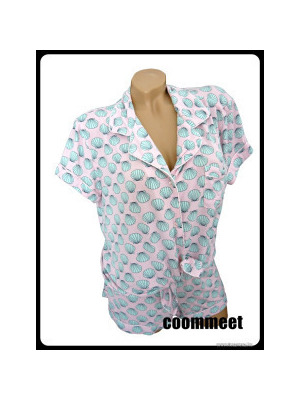 Clothin&Co rózsaszín alapon kagylós, gombos fazonú pizsama (42-44) << lejárt 107493