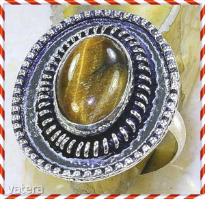 Ezüst kézzel készített metszett vésett csodás tigrisszemes 19 mm gyűrű << lejárt 3434842 95 fotója