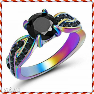 Gyönyörű titániummal bevont színjátszó onix kristály gyűrű 17,4 mm A legújabb modell << lejárt 495520 91 fotója