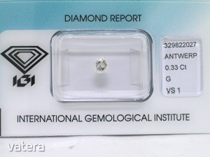 0.33 ct. 100%-ban természetes, G/VS1 gyémánt! IGI Antwerpen certifikáttal!!! << lejárt 9987001 2 fotója
