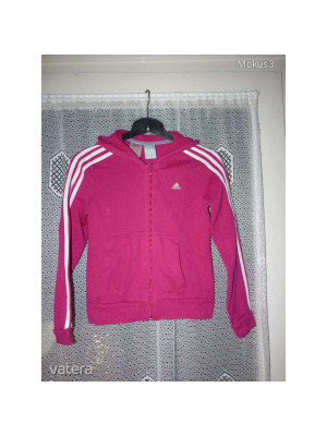 Lányka eredeti Adidas pink-fehér csíkos pamut pulóver 152.-es << lejárt 639055