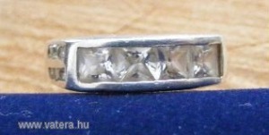 Régi ezüstjeles, cirkonos gyűrű, 17,5/55 mm << lejárt 5978997 79 fotója