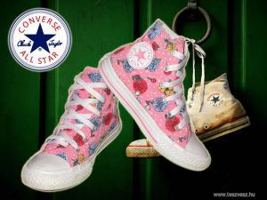 Converse All Star pink, virágos magas szárú tornacipő! 31,5-es méret! EREDETI << lejárt 5382452 50 fotója