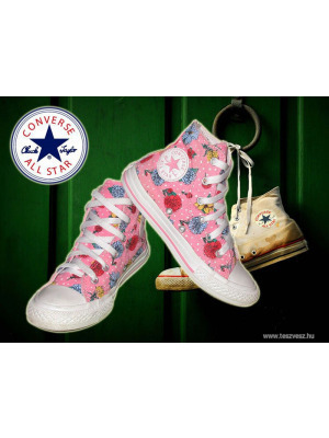 Converse All Star pink, virágos magas szárú tornacipő! 31,5-es méret! EREDETI << lejárt 392579