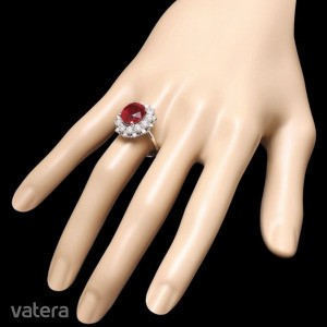 Új 14k fehérarany 3.7ct rubin 1.56ct gyémánt gyűrű - 599E << lejárt 8991422 29 fotója