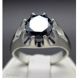 Férfi ezüst gyűrű, 3.05 ct fekete gyémánttal, certifikáttal! << lejárt 105476