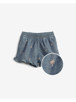 GAP Chambray Ruffle Pull-On Gyerek Rövidnadrág Kék