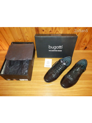 Bugatti fekete 45-ös hétköznapi bőr cipő 45 félcipő Como Lamm T8106-1L