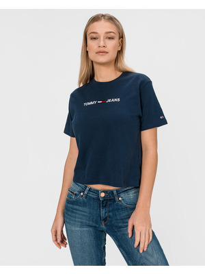 Tommy Jeans Moder Linear Logo Crop top Kék