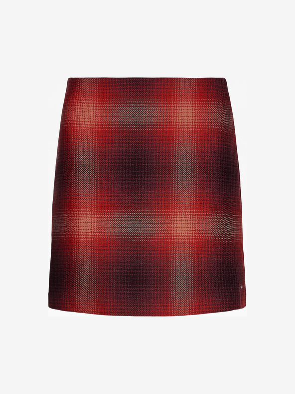 Tommy Hilfiger Wool Shadow Check Short Szoknya Piros fotója