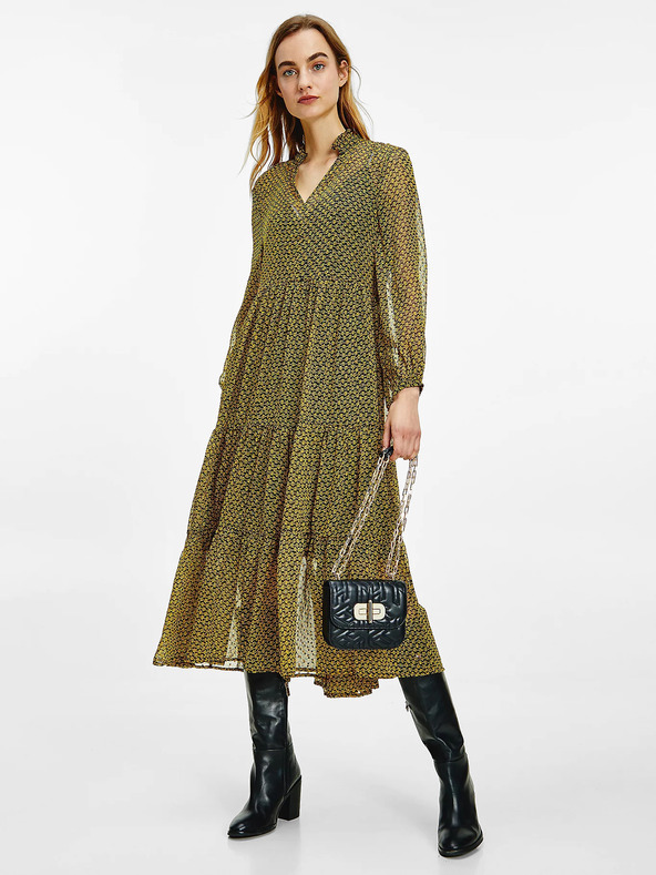Tommy Hilfiger Chiffon Shift Midi Ruha Sárga fotója