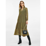 Tommy Hilfiger Chiffon Shift Midi Ruha Sárga
