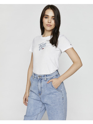 Tommy Jeans Skinny Script Tee Tričko Fehér