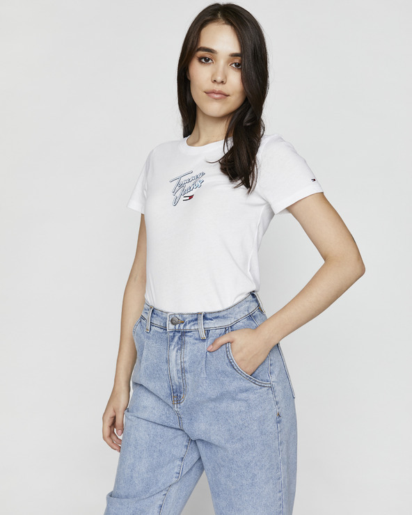Tommy Jeans Skinny Script Tee Tričko Fehér fotója