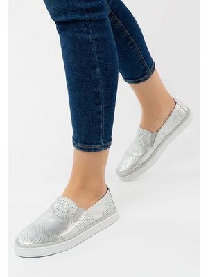 Liles ezüst bőr espadrilles