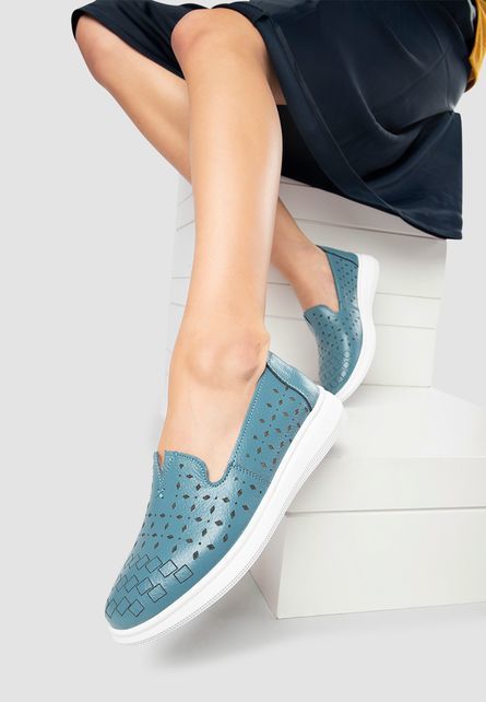 Lorne kék bőr espadrilles fotója