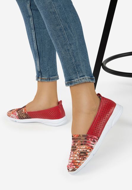 Sakina piros bőr espadrilles fotója