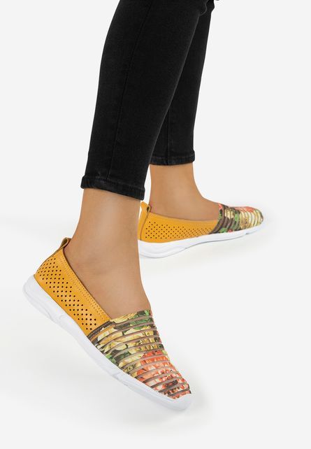 Sakina sárga bőr espadrilles fotója