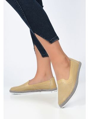 Lasara bézs bőr espadrilles