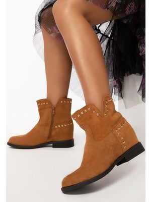 Roberta camel női platform bokacsizma