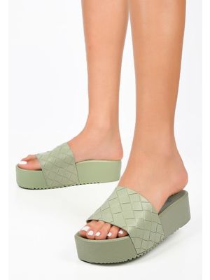 Giulia zöld platform papucs