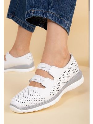 Anouska fehér bőr espadrilles