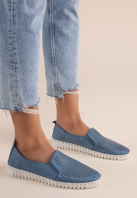 Cenisia kék bőr espadrilles fotója