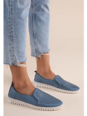 Cenisia kék bőr espadrilles