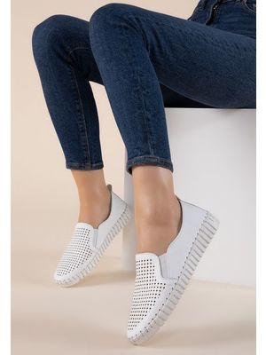 Cenisia fehér bőr espadrilles