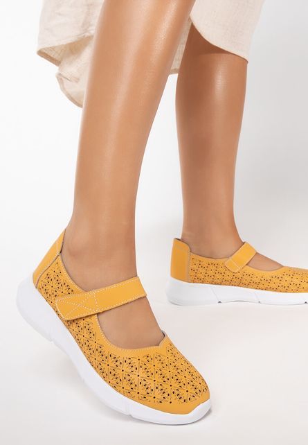Ewelina sárga bőr espadrilles fotója