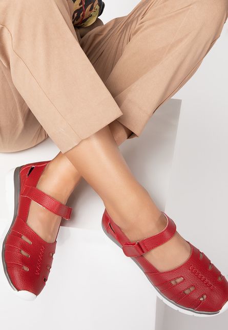 Giosetta piros bőr espadrilles fotója